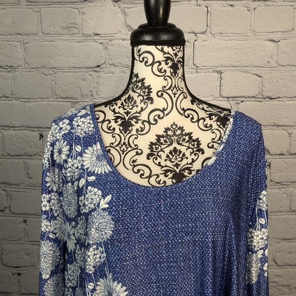 Lily Women's Long Sleeve Stretch Knit Floral Print Top Plus Size 4xl B15a - Picture 2 of 11